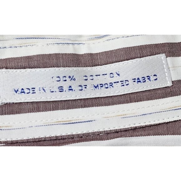 Perry Ellis Portfolio 15-34/35 Brown Striped Long Sleeve Button Up Shirt USA - Picture 11 of 12